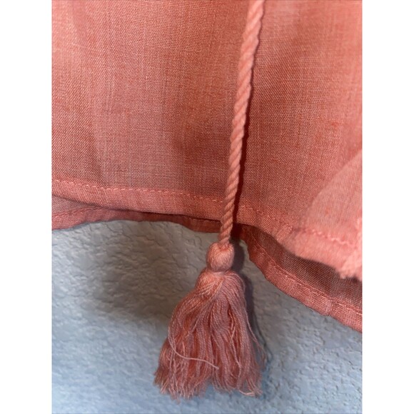 NEW western fairy blouse Boho Balloon Sleeve Lace M Coral Ruffle vneck tassel - Picture 5 of 9